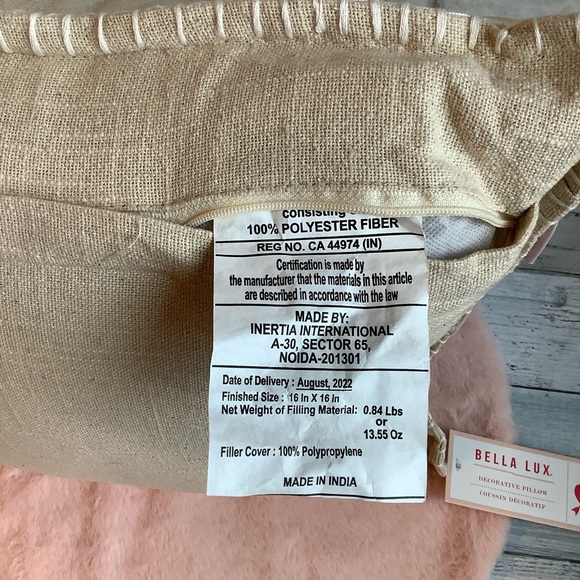 Bella Lux French Knot Heart Embroidered Pillow - Picture 4 of 4